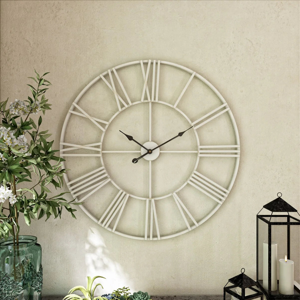 Round Metal Open-Frame Wall Clock
