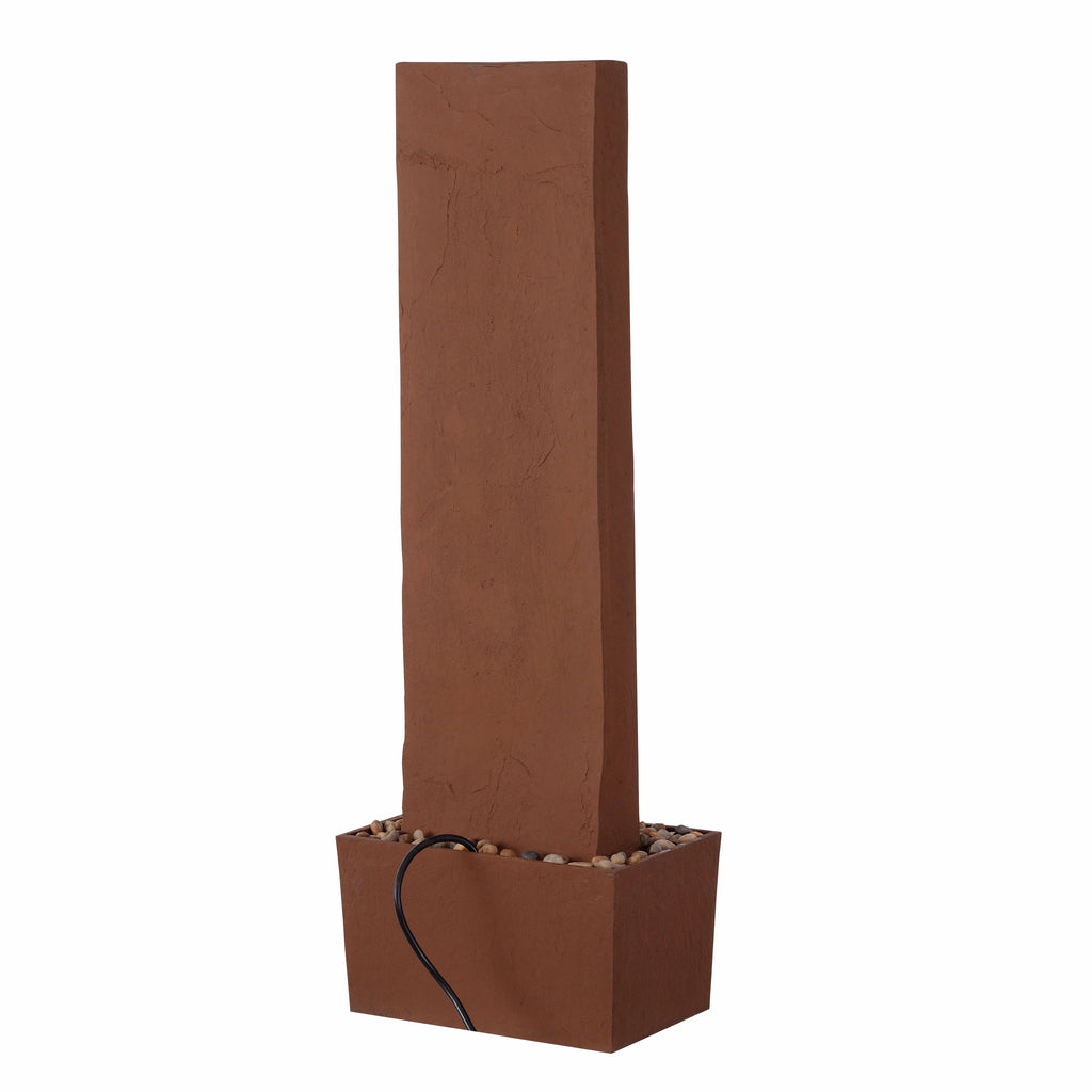 Teamson Home Faux Slate Outdoor LED Waterfall Fountain, 38.5 in, Red Rock