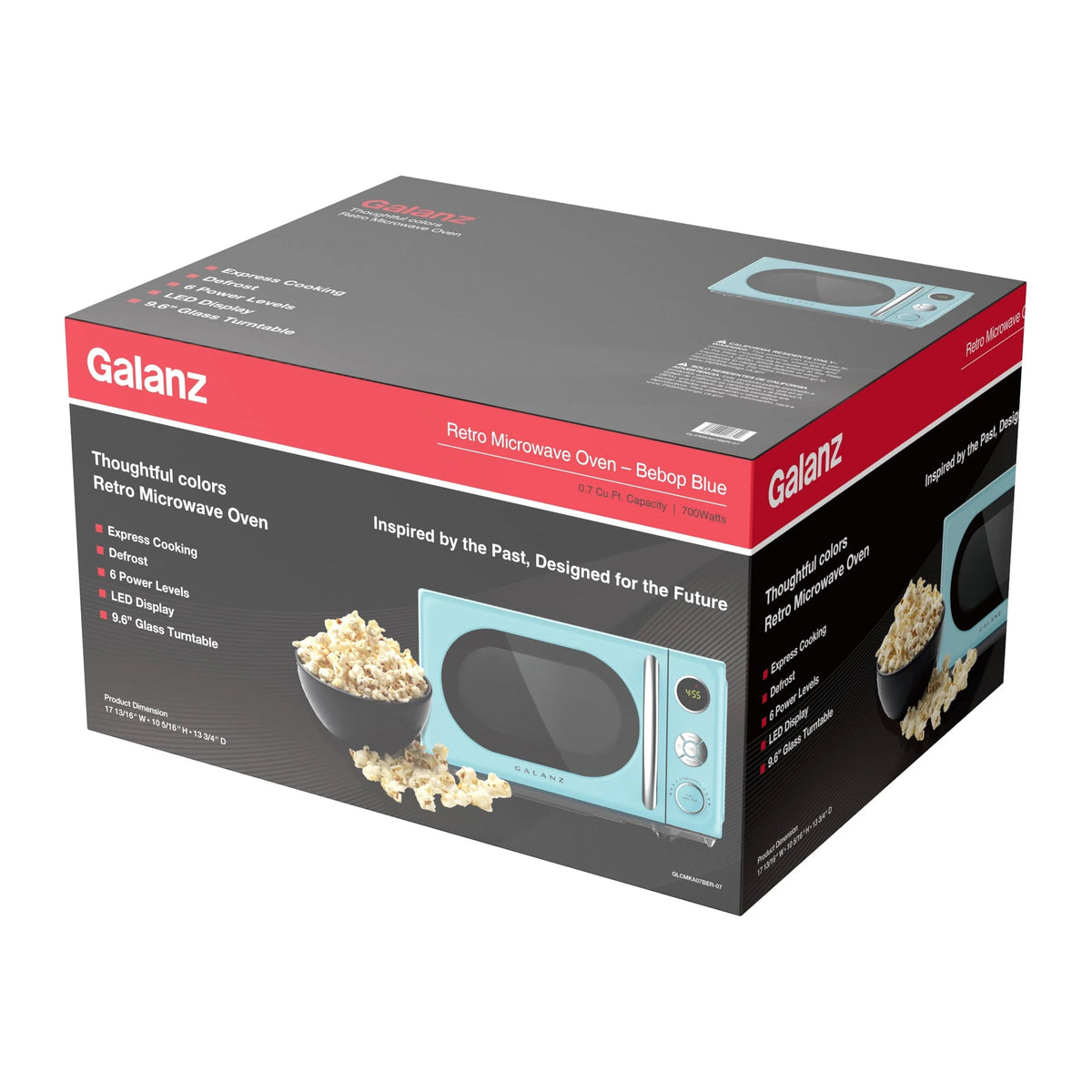 Galanz Retro Countertop Microwave Oven 0.7 Cu ft, 700 Watts, Blue - GLCMKA07BER-07A