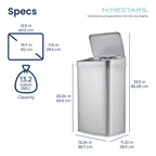 13 Gallon Touchless Motion Sensor Trash Can With Automatic Sensor Lid