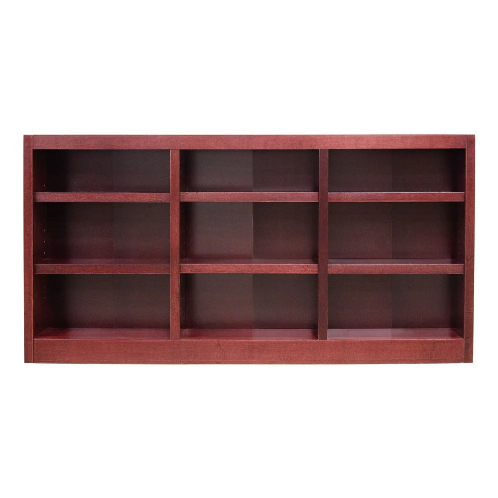 Triple Wide Wood Bookcase, 9 Shelf, 36 Inch Tall, 72 Inch Wide, 10.63 Inch Deep