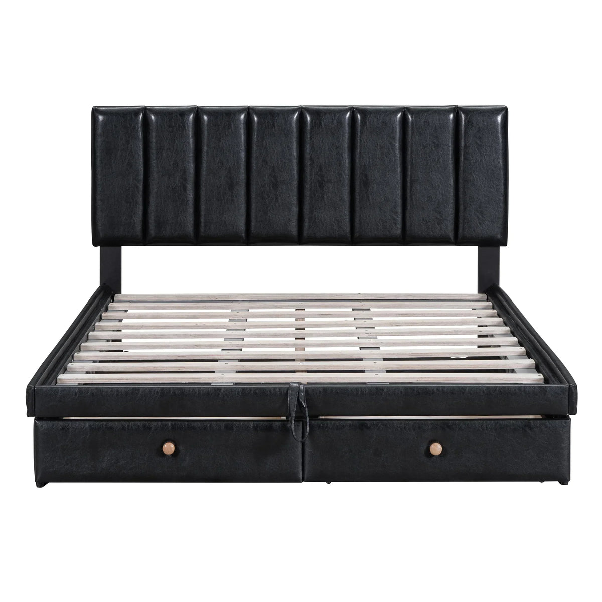 Roomfitters Full Size Upholstered Platform Bed With Hydraulic Storage System, 2 Drawers, Black - 78in L x 60.6in W x 37.8in H