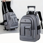 Rolling Backpack With Retractable Handle, Aluminum Frame, Oxford Fabric, Black