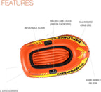 Intex 2-Person Inflatable Boat, 73in L x 37in W, Orange PVC - Explorer 300 Set