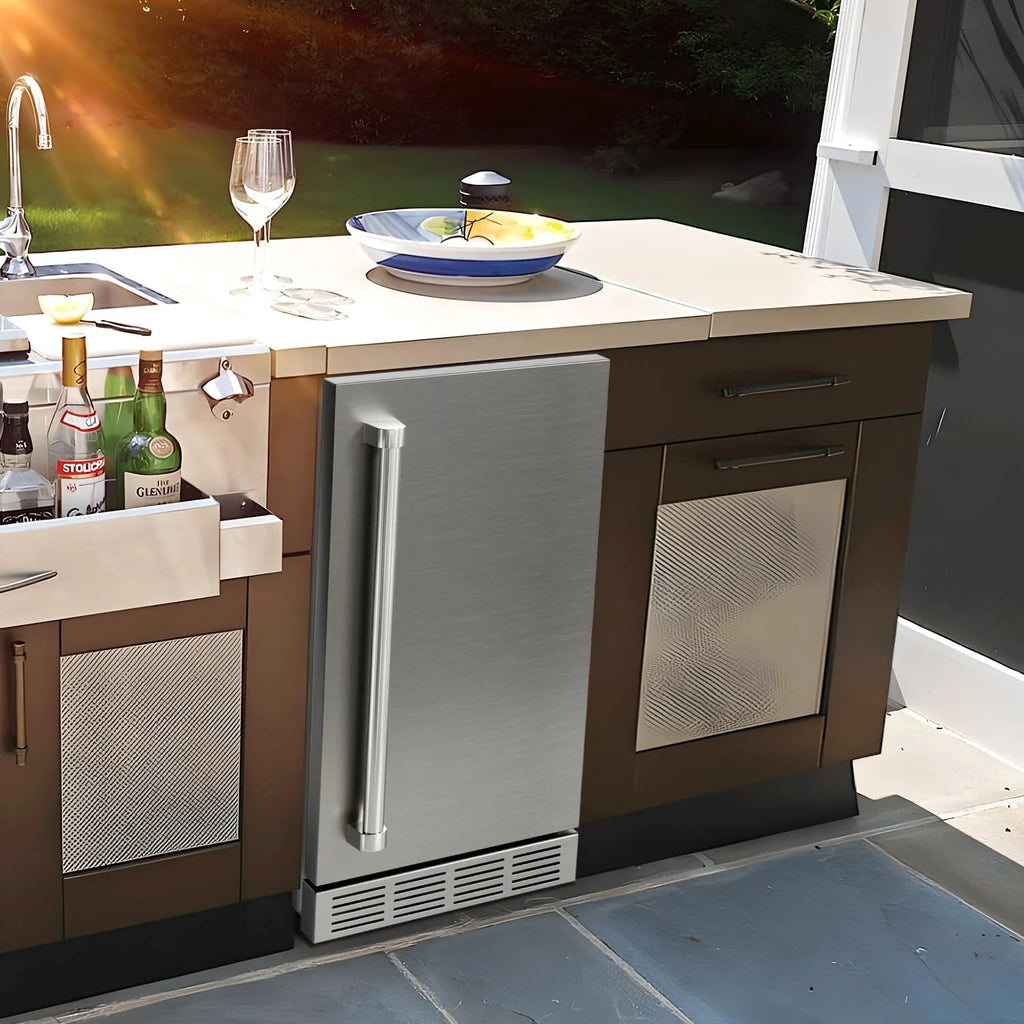 15 Inch Outdoor Stainless Steel Beverage Refrigerator With 3 Shelves