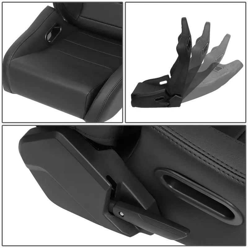 NRG Innovations Reclining Racing Seats Pair, PVC Leather, Carbon Fiber Pattern, With Sliders