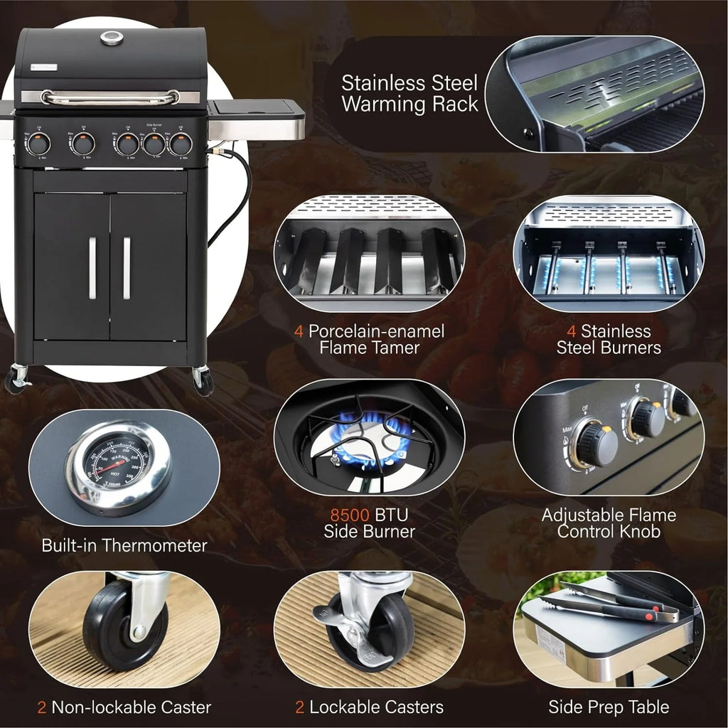 Sophia & William 4-Burner Propane Gas Grill, 542 Sq. In., Silver - E02GR001