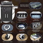 Sophia & William 4-Burner Propane Gas Grill, 542 Sq. In., Silver - E02GR001