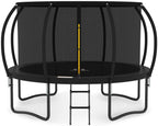 JUMPZYLLA Outdoor Trampoline With Enclosure, 8FT, Black & Blue - 14FT