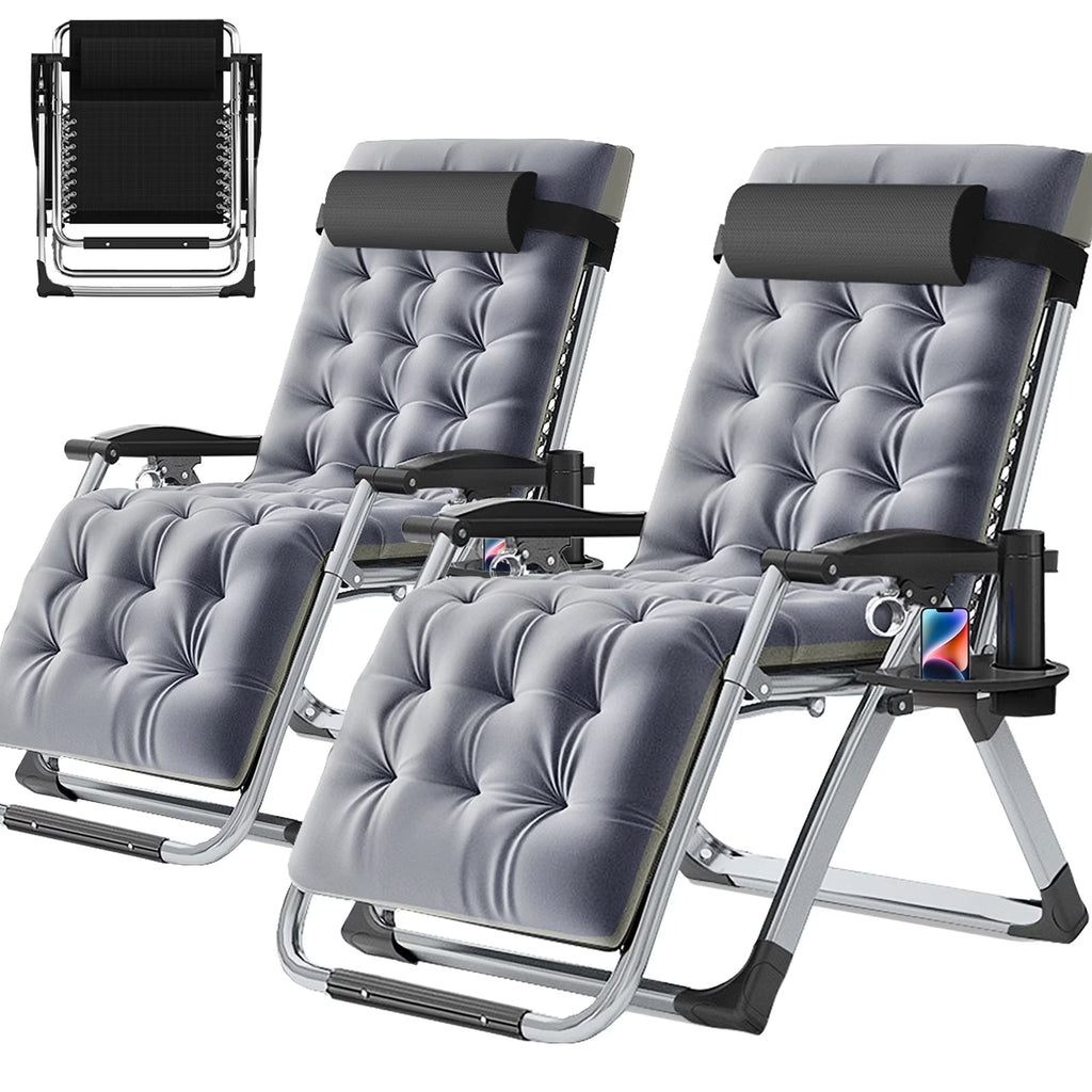 NAIZEA Zero Gravity Lawn Recliner Chairs, 2 Pack, Black