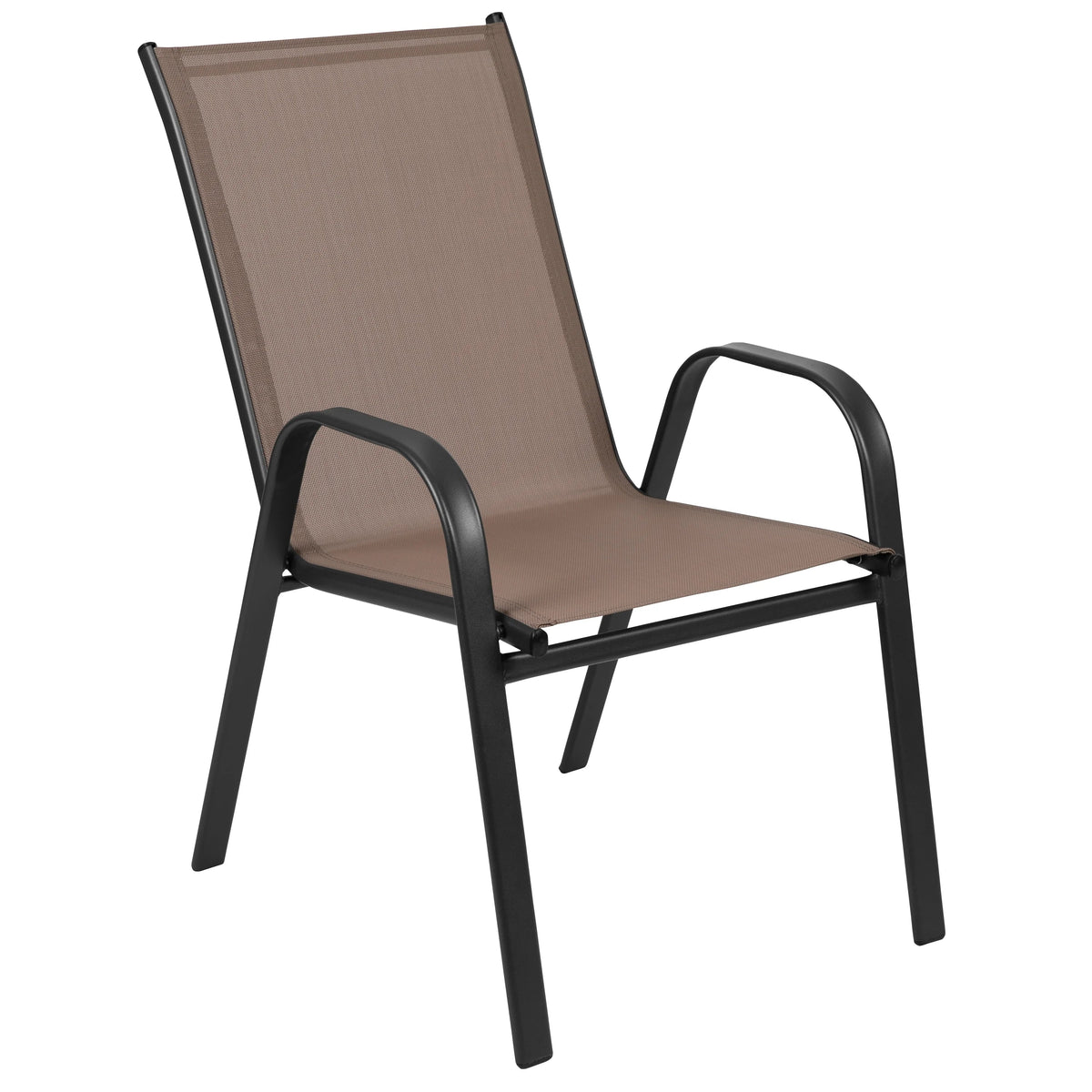 Emma + Oliver Outdoor Stack Chairs, Gray, 4 Pack, 21.25in W x 29in D x 36in H