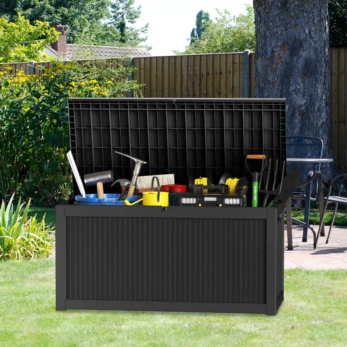 260 Gallon Gray Resin Outdoor Storage Deck Box