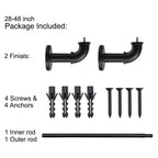 1 Inch Industrial Wrap-Around Curtain Rods, Matte Black, 28-48 in, 48-86 in, 86-120 in