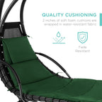 Best Choice Products Outdoor Hanging Steel Chaise Lounge Chair With Canopy, Charcoal Gray - SKY5871