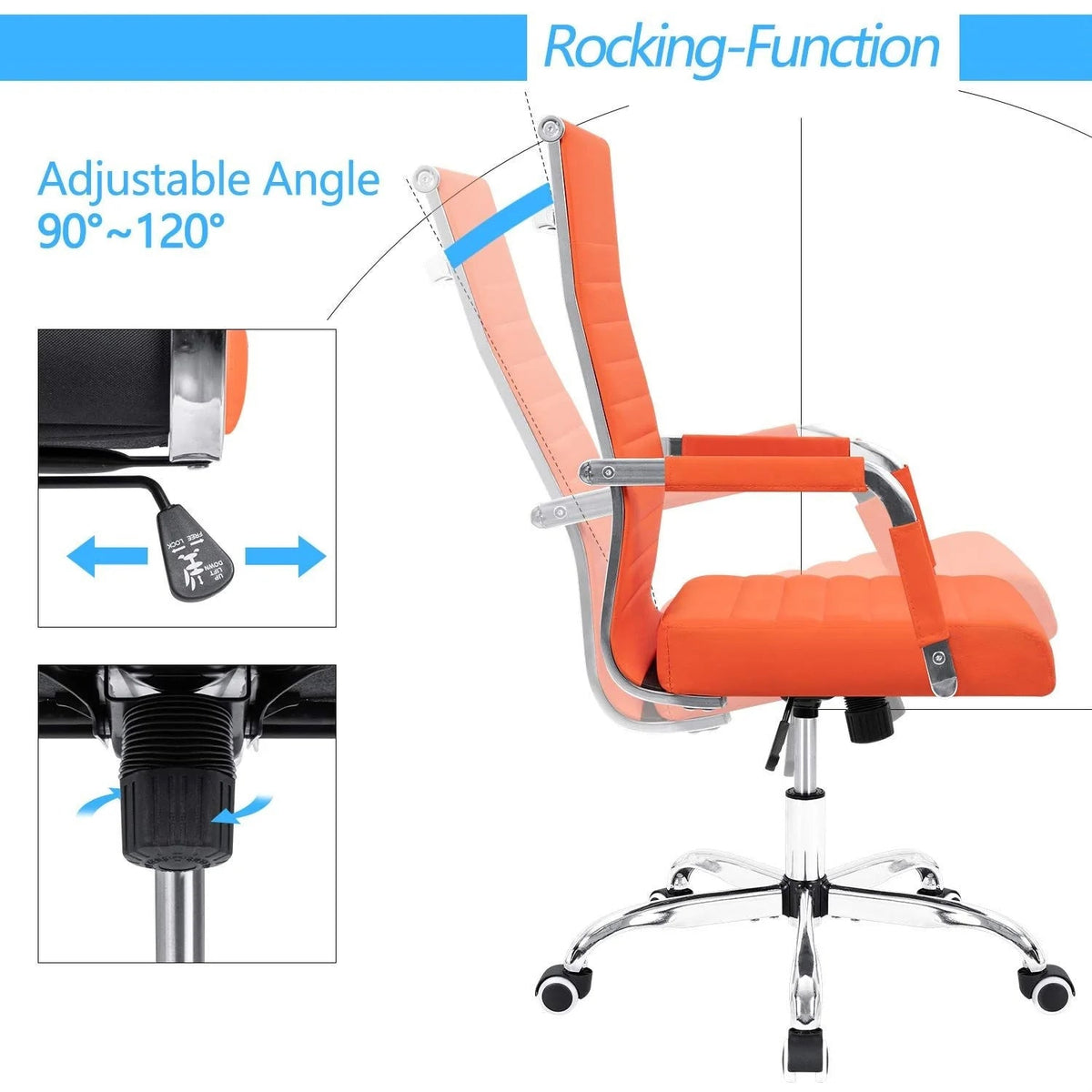 Ergonomic High-Back Office Chair With PU Leather Upholstery And 360-Degree Swivel