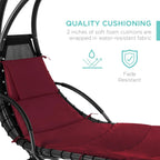Best Choice Products Outdoor Hanging Steel Chaise Lounge Chair With Canopy, Charcoal Gray - SKY5871