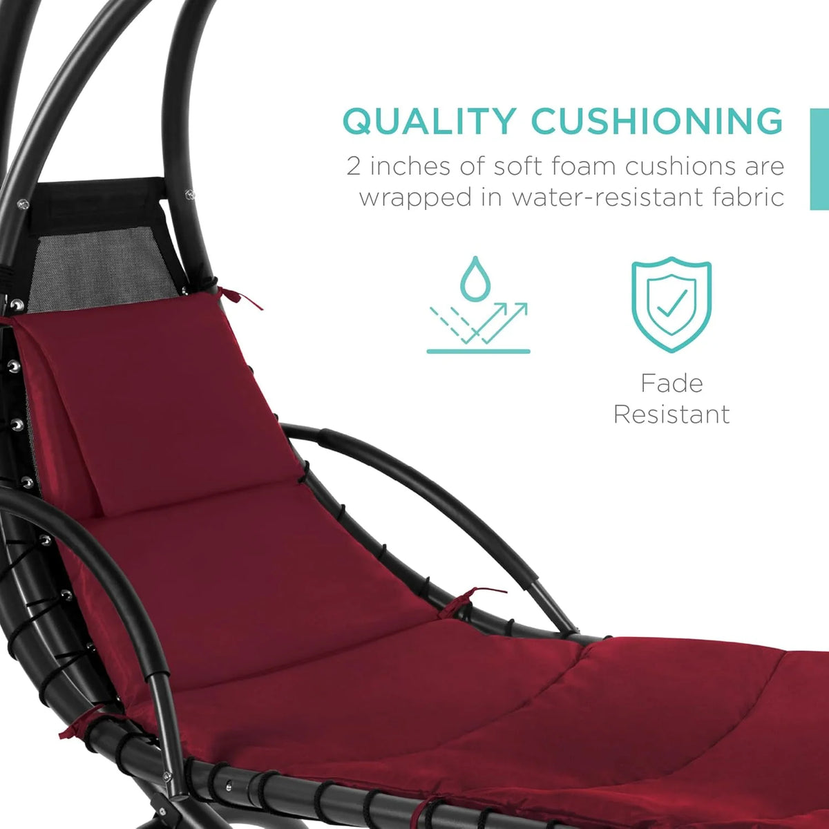 Best Choice Products Outdoor Hanging Steel Chaise Lounge Chair With Canopy, Charcoal Gray - SKY5871