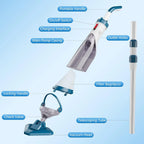 Cordless Handheld Pool Vacuum With Telescopic Pole, 20V, 28 x 8 x 4.8 in - T403