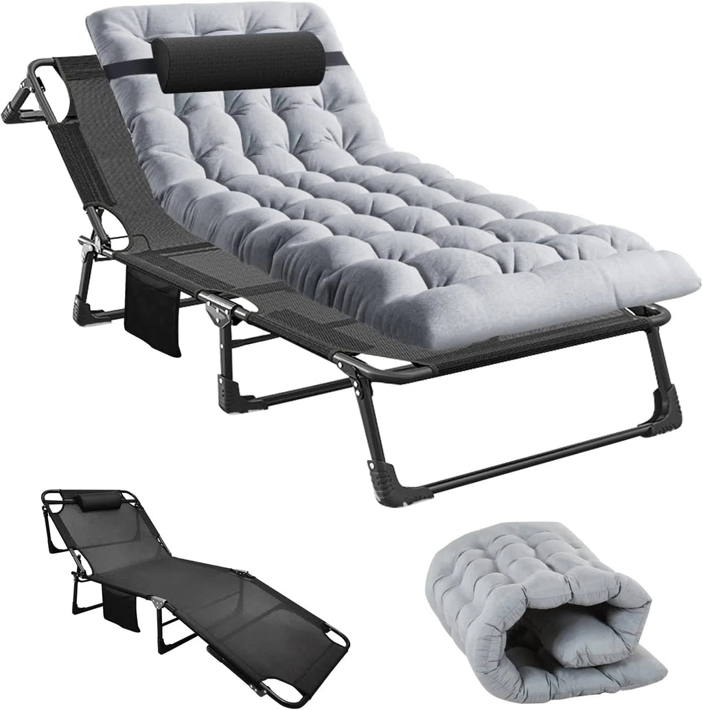 Slsy 5-Position Adjustable Folding Lounge Chair And Cot - 75.2" x 25.6" x 11.8"