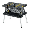 Keter Folding Portable Workbench Sawhorse With Clamps, Black/Yellow, Heavy-Duty Resin