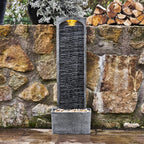 Teamson Home Faux Slate Outdoor LED Waterfall Fountain, 38.5 in, Red Rock