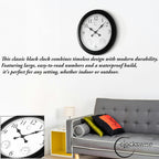 Outdoor Wall Clock With Thermometer And Hygrometer, 24-Inch, Black