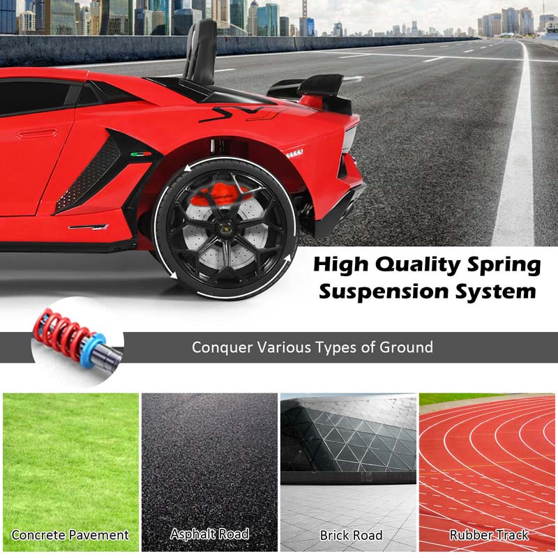 Licensed Lamborghini SVJ Kids Ride-On Car, 12V Battery Powered - Red, White, Black, Green Or Pink