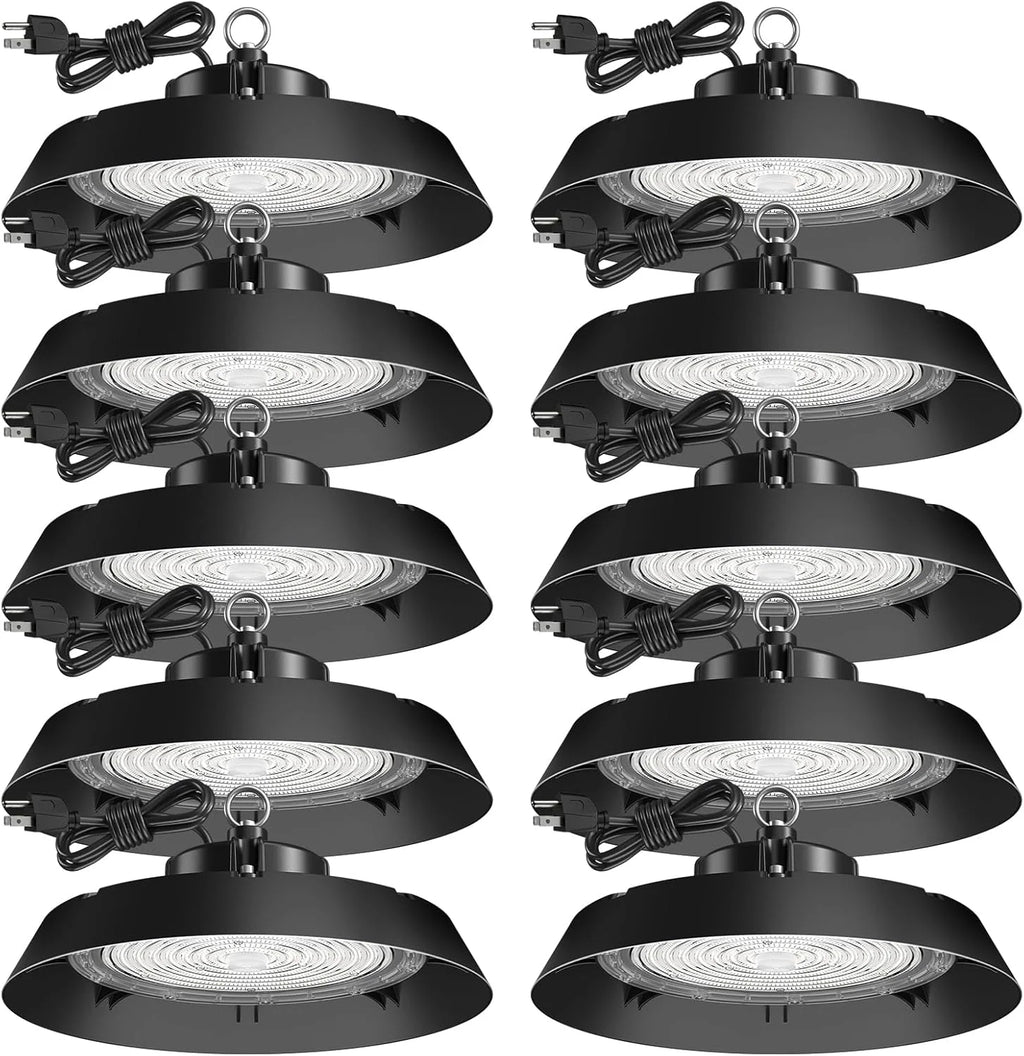 UFO LED High Bay Ceiling Lights 200-Watt, 10 Sets, 28,000 Lumens, 5000K, 5-Foot Cable