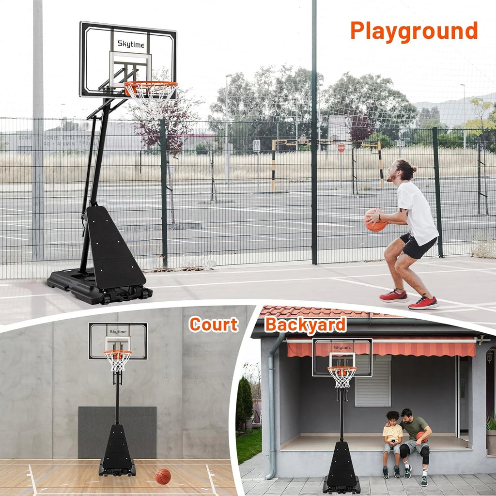 Portable Basketball Hoop With 48 Inch Backboard, 5.3-10ft Adjustable Height - 48 PORTABLE BASKETBALL HOOP