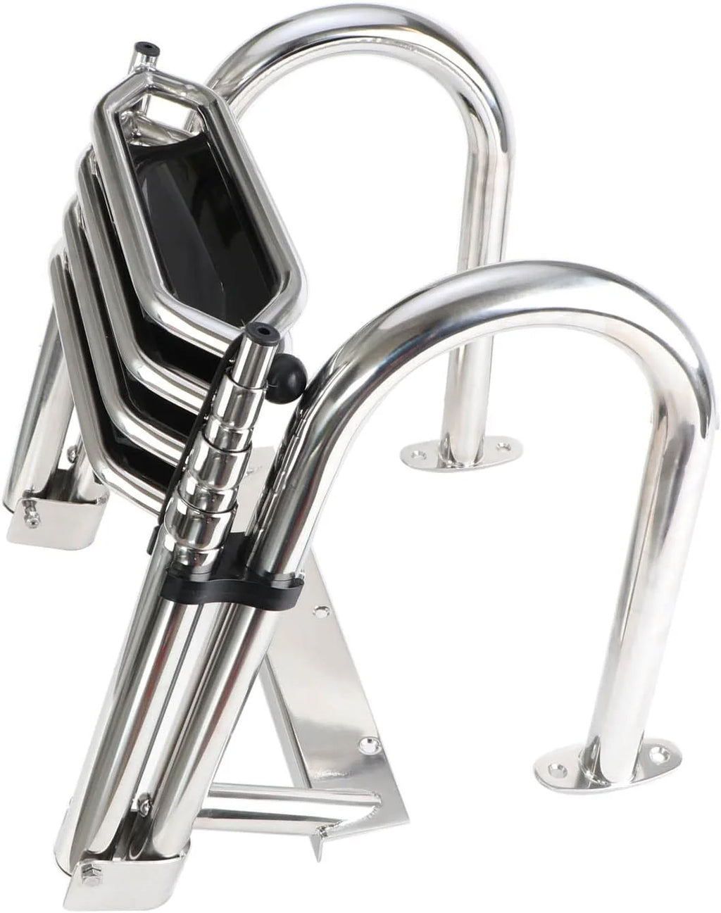 4-Step Telescoping Stainless Steel Boat Ladder With Handrails And Wide Steps - 600 lb Capacity
