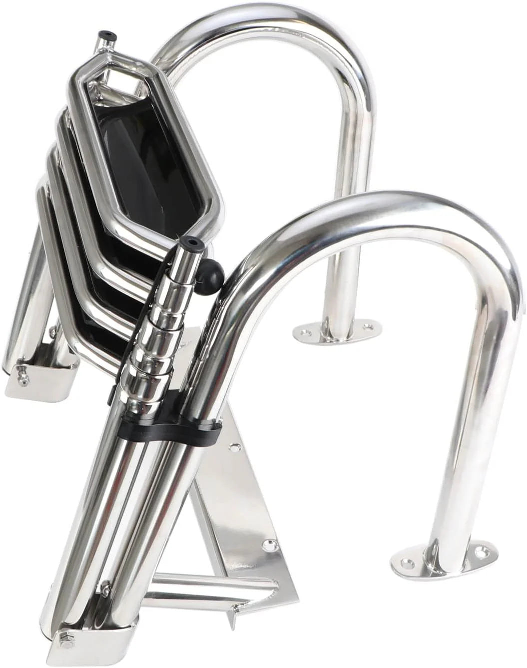 4-Step Telescoping Stainless Steel Boat Ladder With Handrails And Wide Steps - 600 lb Capacity
