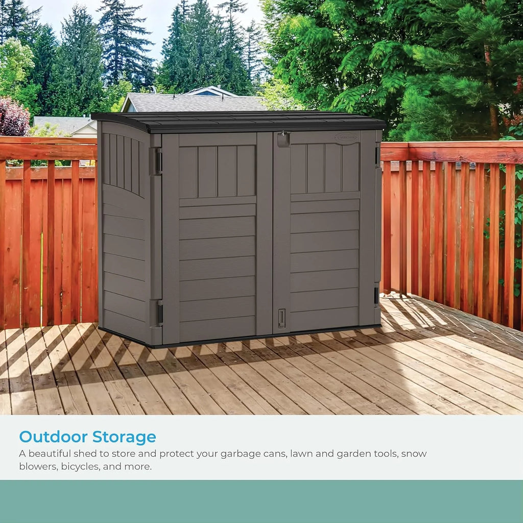 34 Cu. Ft. Horizontal Resin Storage Shed With Locking System, Stoney/Black - 53in D x 32.25in W x 45.5in H