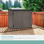 34 Cu. Ft. Horizontal Resin Storage Shed With Locking System, Stoney/Black - 53in D x 32.25in W x 45.5in H