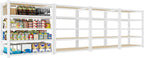 White Adjustable Storage Rack, 28 inch W x 12 inch D x 59 inch H, 5 Shelves - 4-Piece Set