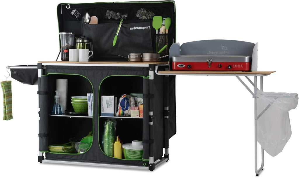 Camping Kitchen System With Two Bamboo Countertops - Table Magic Series
