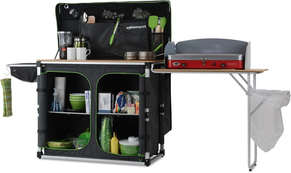 Camping Kitchen System With Two Bamboo Countertops - Table Magic Series