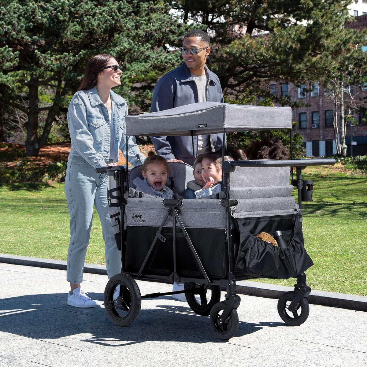 4-Seater Children's Stroller - Grey