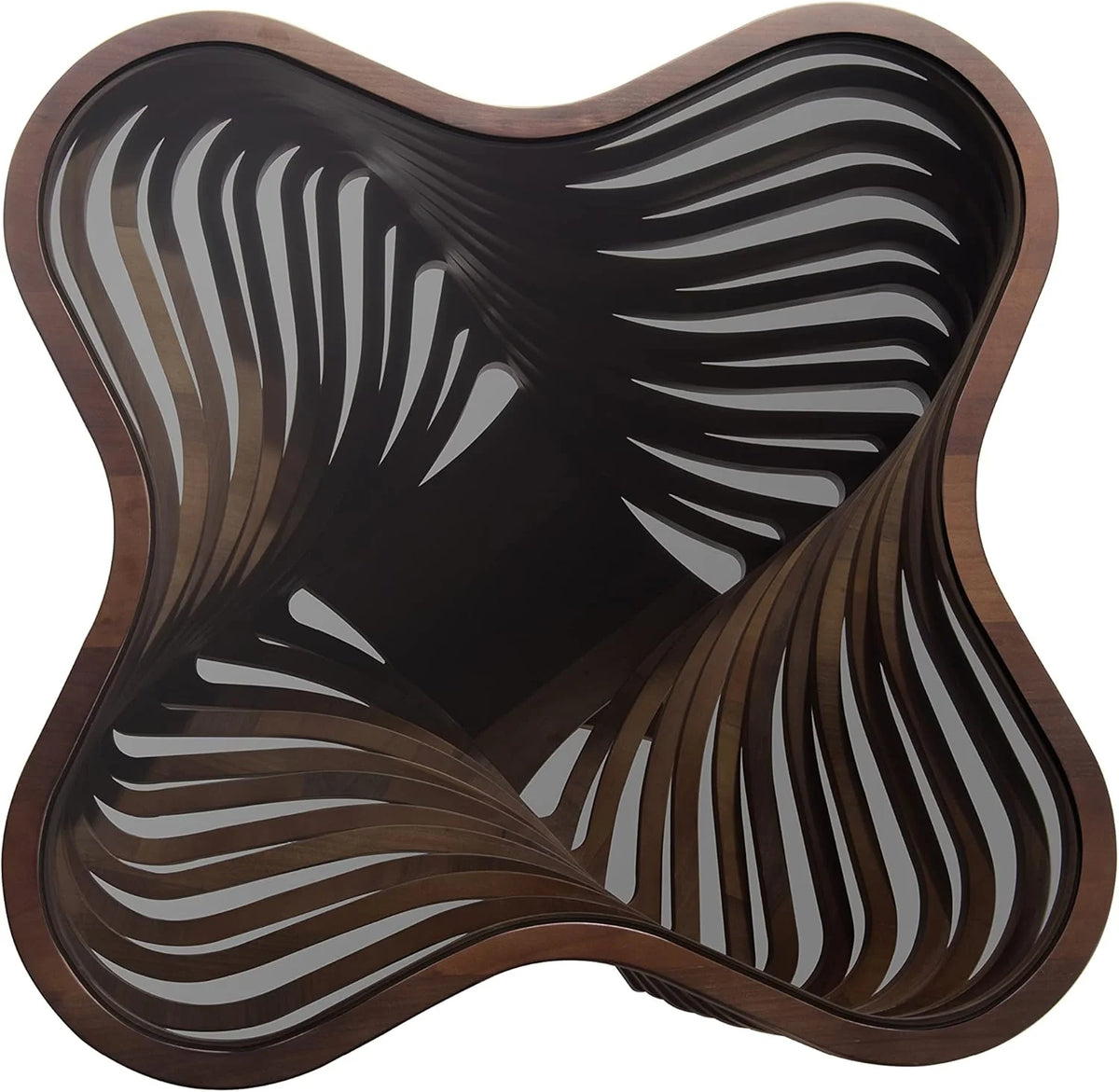 Coffee Table With Tempered Glass Tabletop And Natural Walnut Veneer, 35.43in D x 35.43in W x 16.53in H