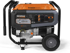 Generac Gas-Powered Portable Generator, 8,000 Watts, Electric Start, Orange/Black - 7715