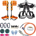 Tree Climbing Spikes With Adjustable Climbing Straps, Steel Core Flip Line, 42-47cm - Tree Climbing Gear B