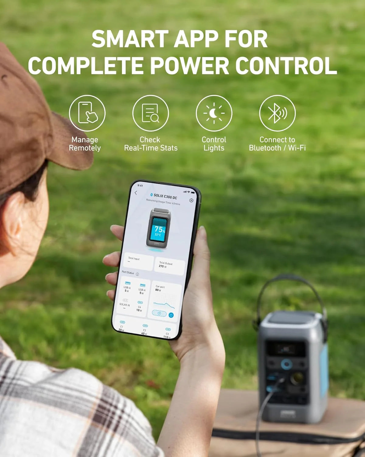 Anker SOLIX C300 DC Portable Power Station 90,000mAh 288Wh 300W LiFePO4 - C300 DC