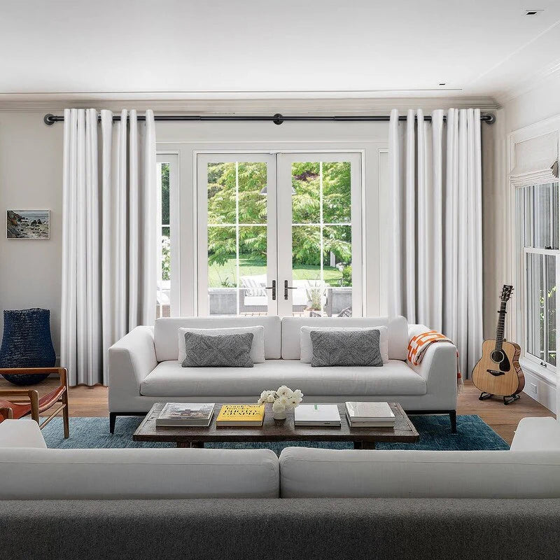 1 Inch Industrial Wrap-Around Curtain Rods, Matte Black, 28-48 in, 48-86 in, 86-120 in