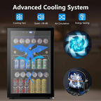 Electactic 3.2 Cu Ft 130 Can Beverage Refrigerator Cooler, Black, 19.29 x 17.32 x 30.79 inches - JC-90