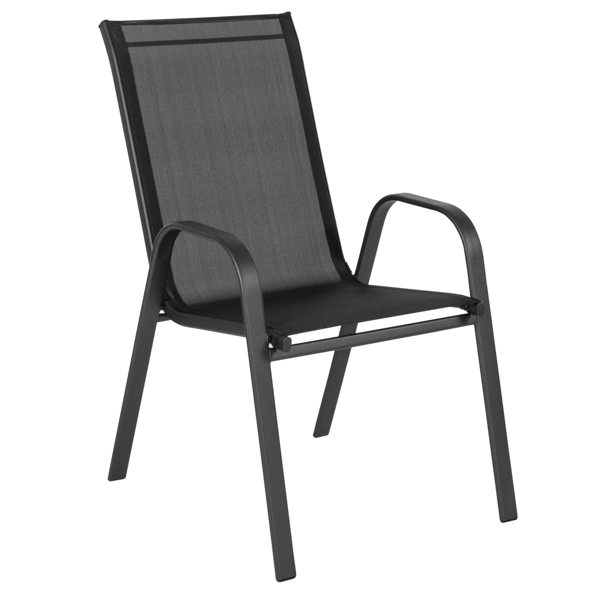 Emma + Oliver Outdoor Stack Chairs, Gray, 4 Pack, 21.25in W x 29in D x 36in H
