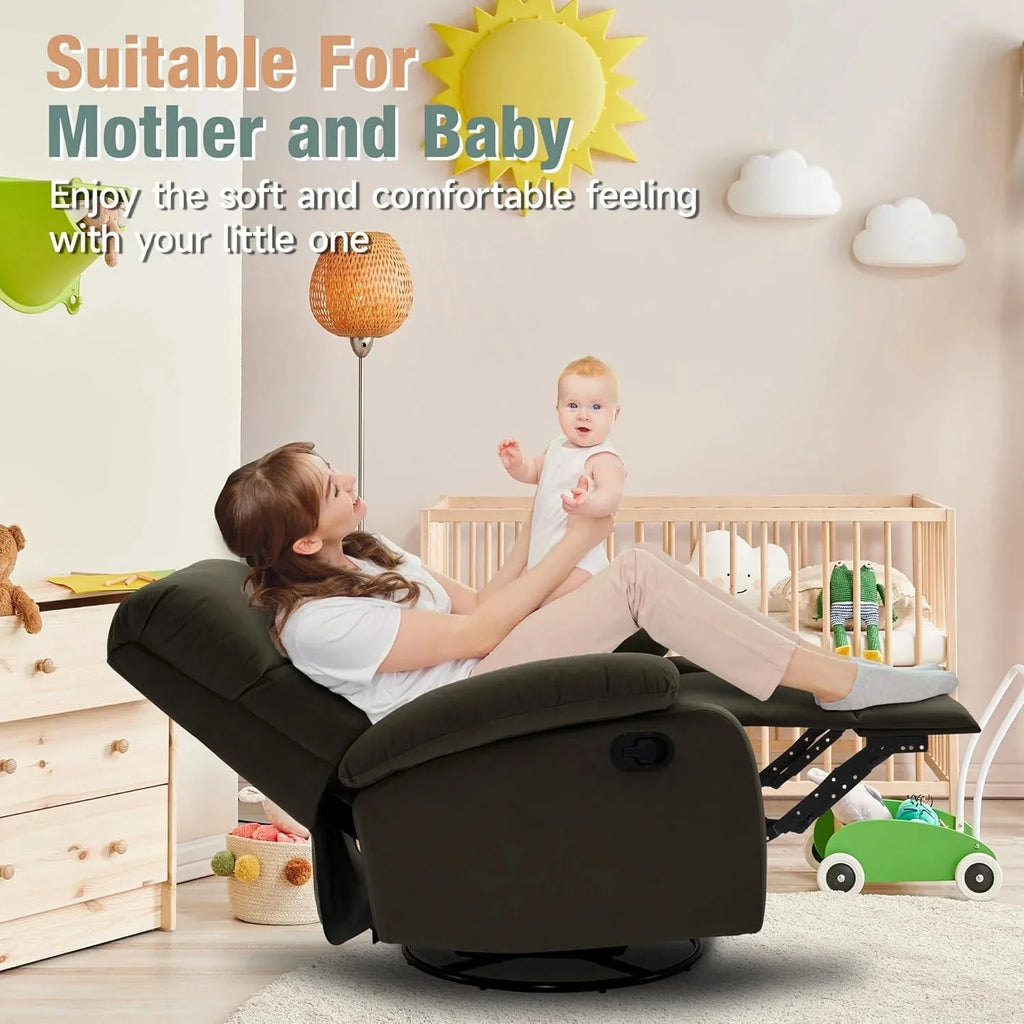 Swivel Rocker Recliner Chair For Compact Spaces - 32in D x 30.2in W x 38.9in H