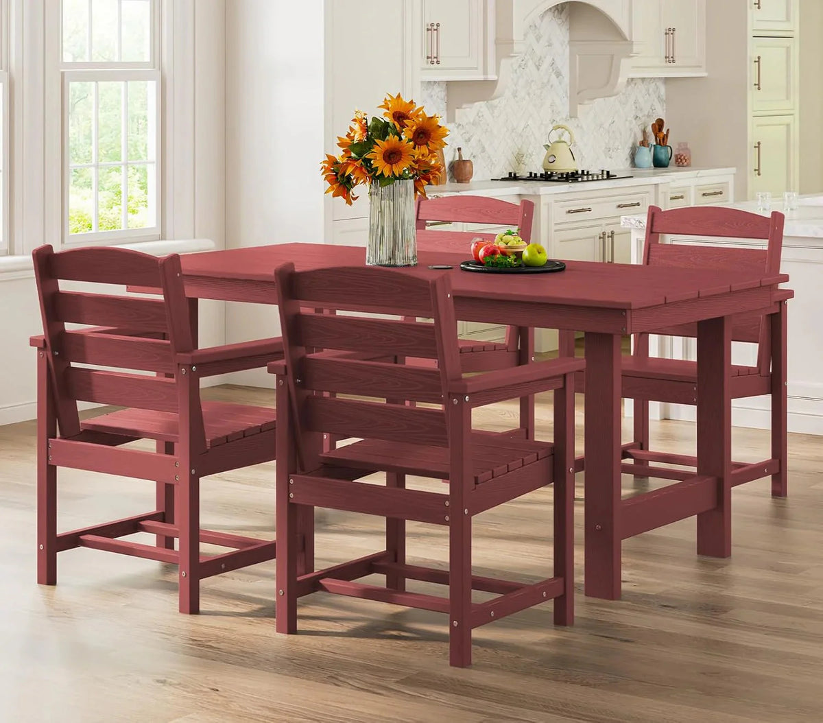 SERWALL 7-Piece HDPE Patio Dining Set, Aruba, 66.9in D x 32.2in W x 29.1in H