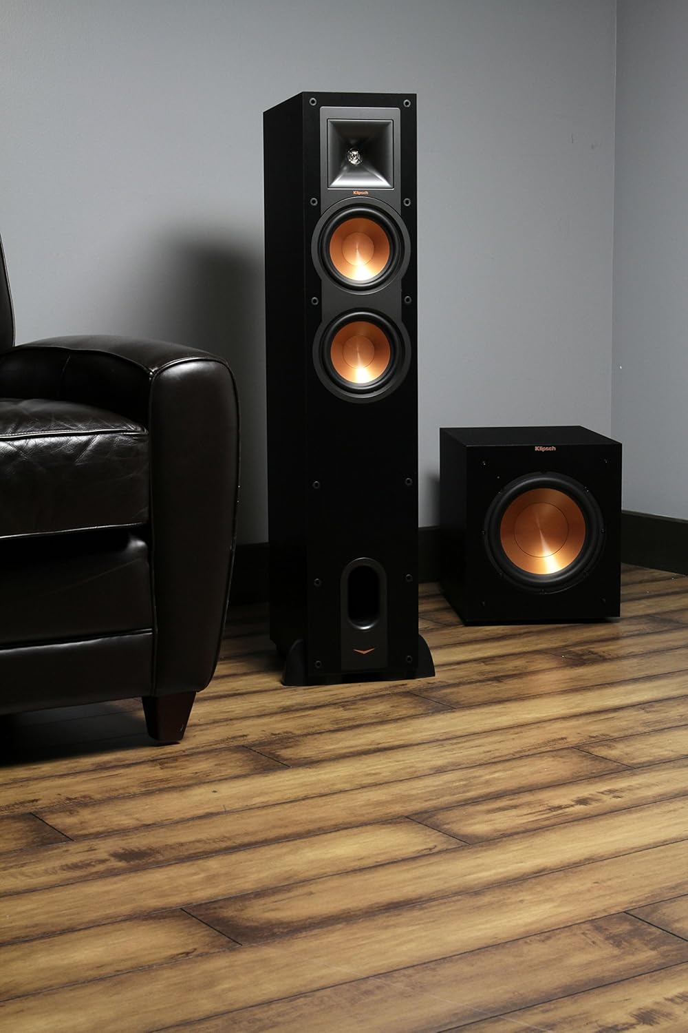 12-Inch Powered Home Theater Subwoofer, 400W Digital Power, Front-Firing Copper-Spun Driver - Black