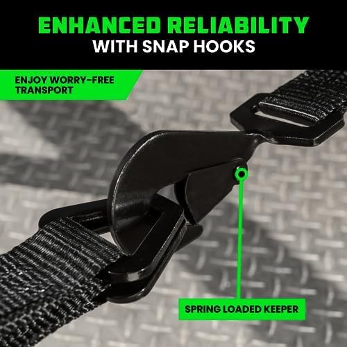 Rhino USA Car Tie-Down Straps With J Hooks, 4-Pack, 2 Inch x 8 Feet, Black - HDKIT-P 2IN-HDKIT