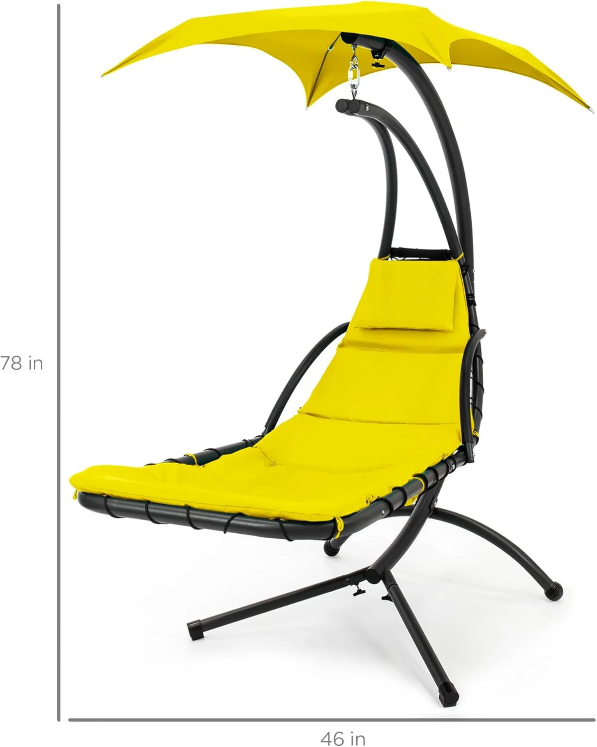Best Choice Products Outdoor Hanging Steel Chaise Lounge Chair With Canopy, Charcoal Gray - SKY5871