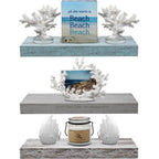 Rustic Finish Floating Wall Shelves, 3-Pack, 16.25in x 5.50in x 1.5in